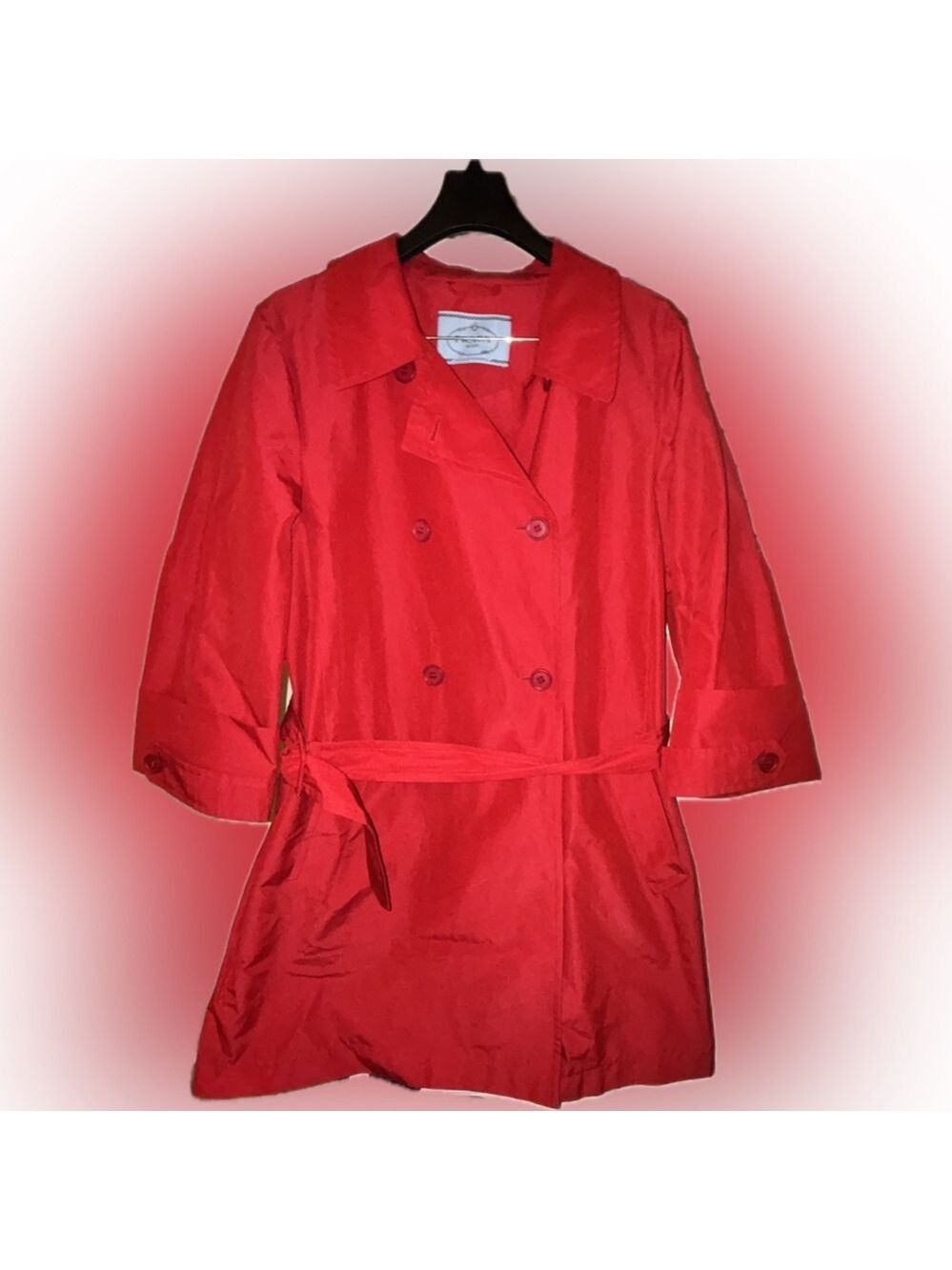 Prada Red Trench Coat with Belt - Large- Like new